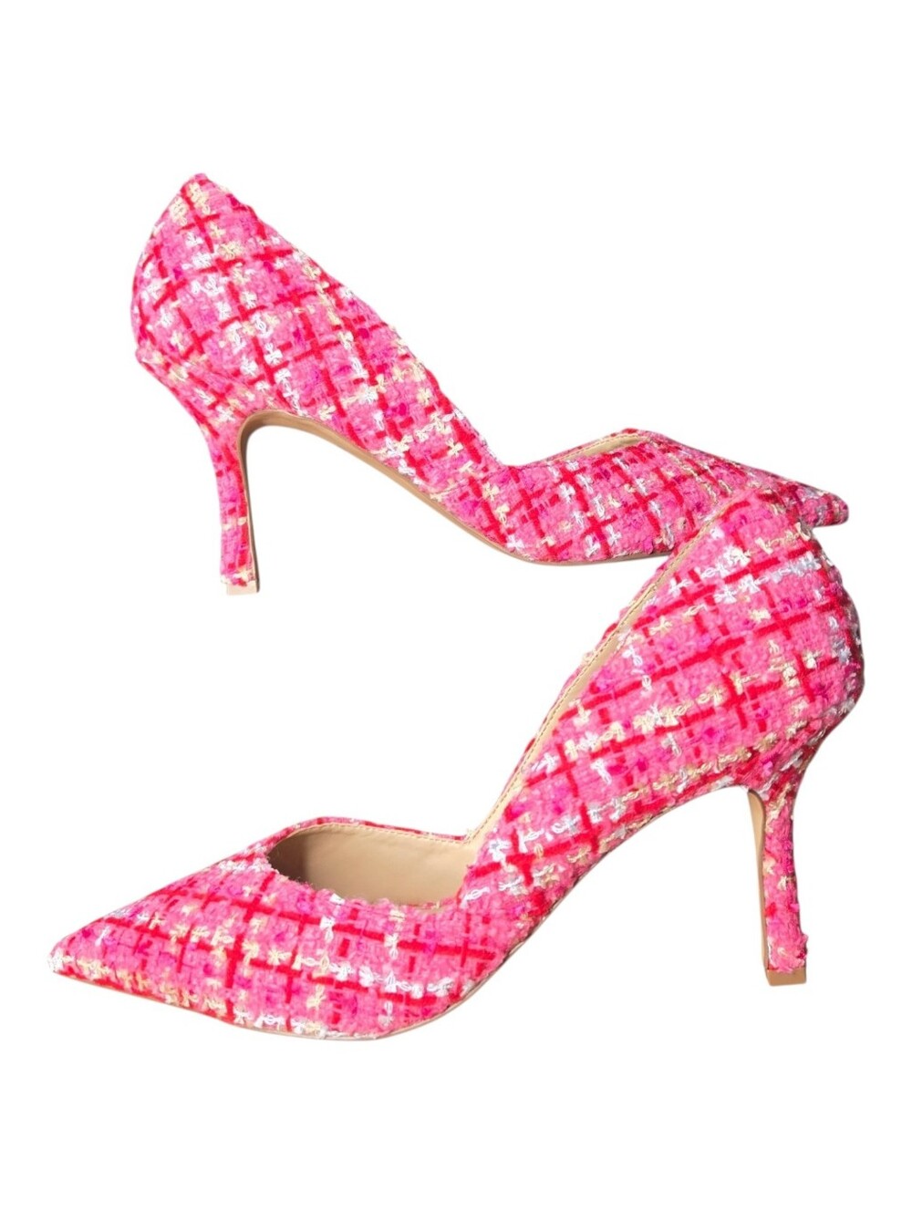 Ann Taylor Womens Pink Charm Tweed Point Toe Azra Pumps Heels Size 9 - Picture 2 of 10